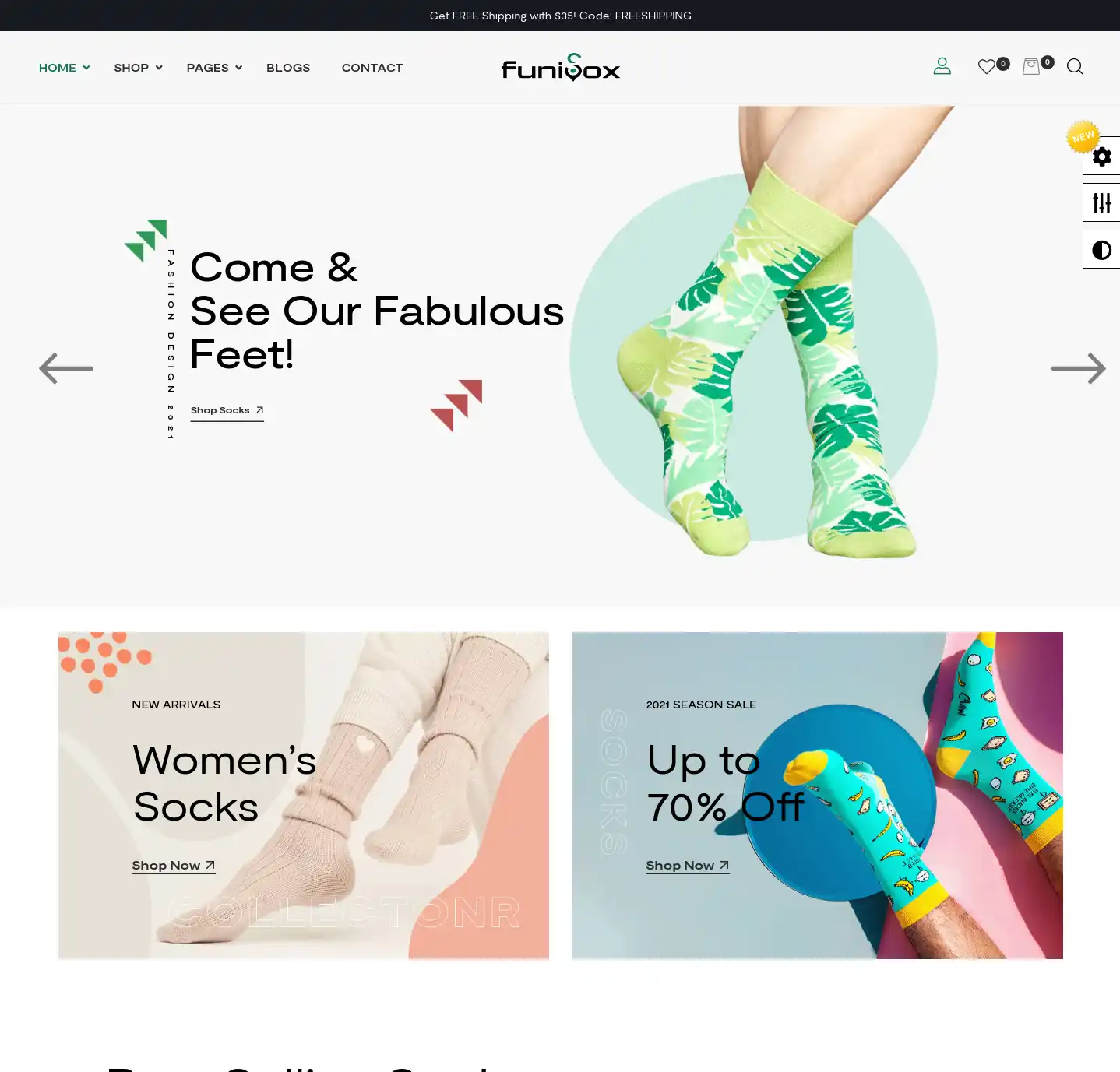 Mẫu giao diện website Vớ Funisox chuẩn SEO, chuyên nghiệp