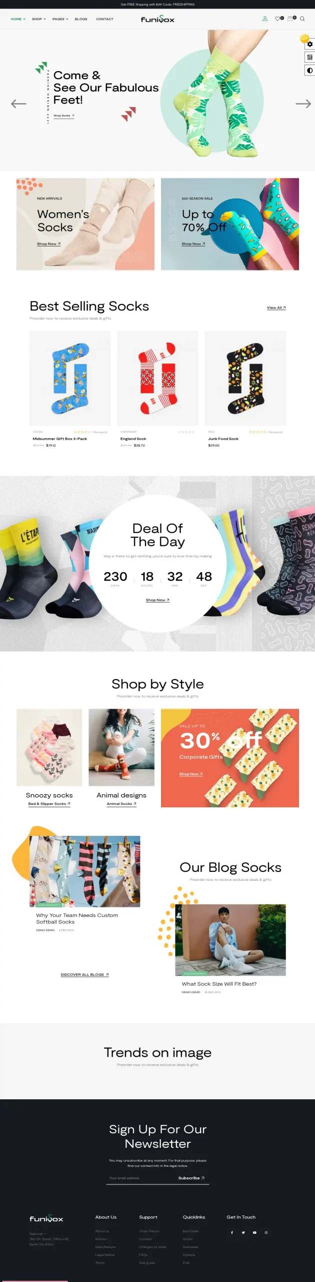 Mẫu giao diện website Vớ Funisox chuẩn SEO, chuyên nghiệp