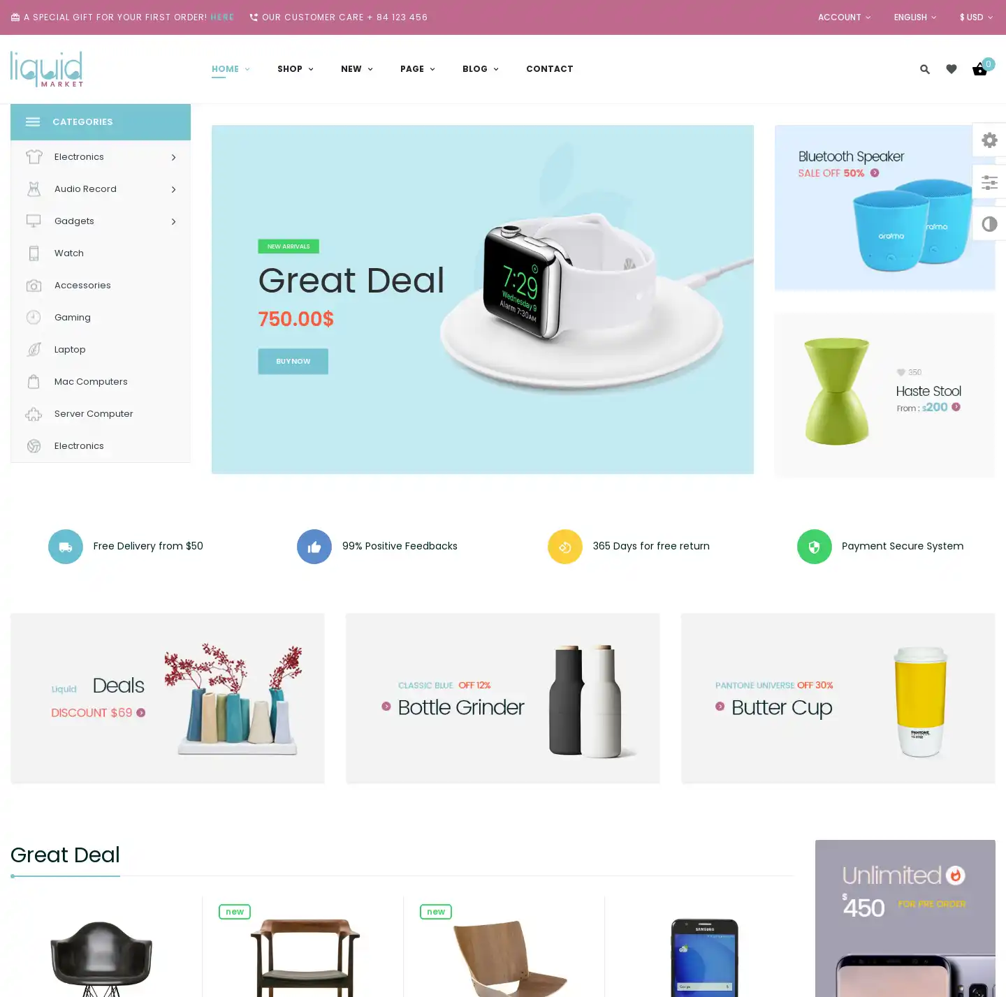 Mẫu giao diện website Siêu thị Liquid chuẩn SEO hình nền