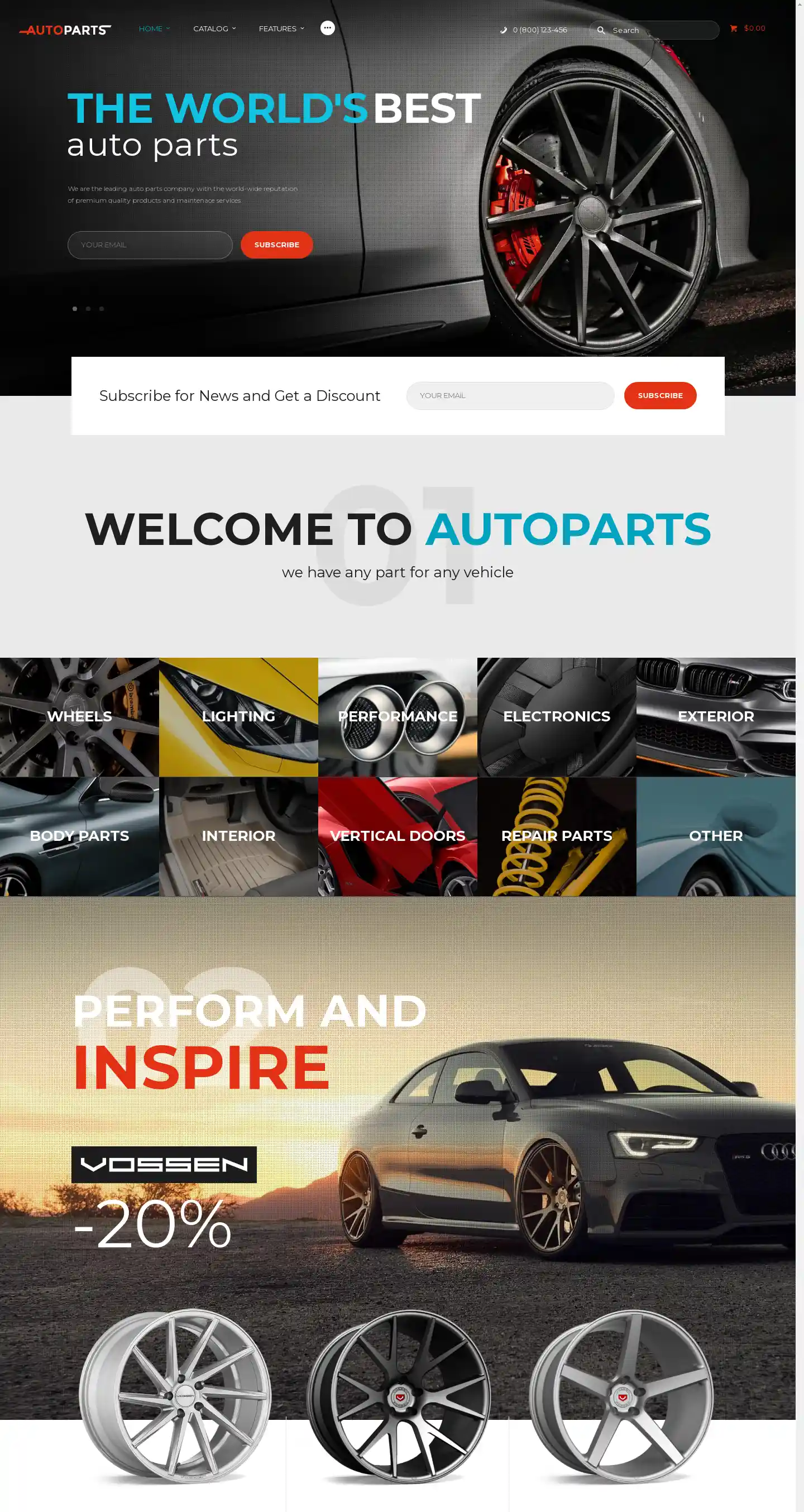 Autoparts – Giao diện website phụ tùng ô tô hiện đại hình đại diện