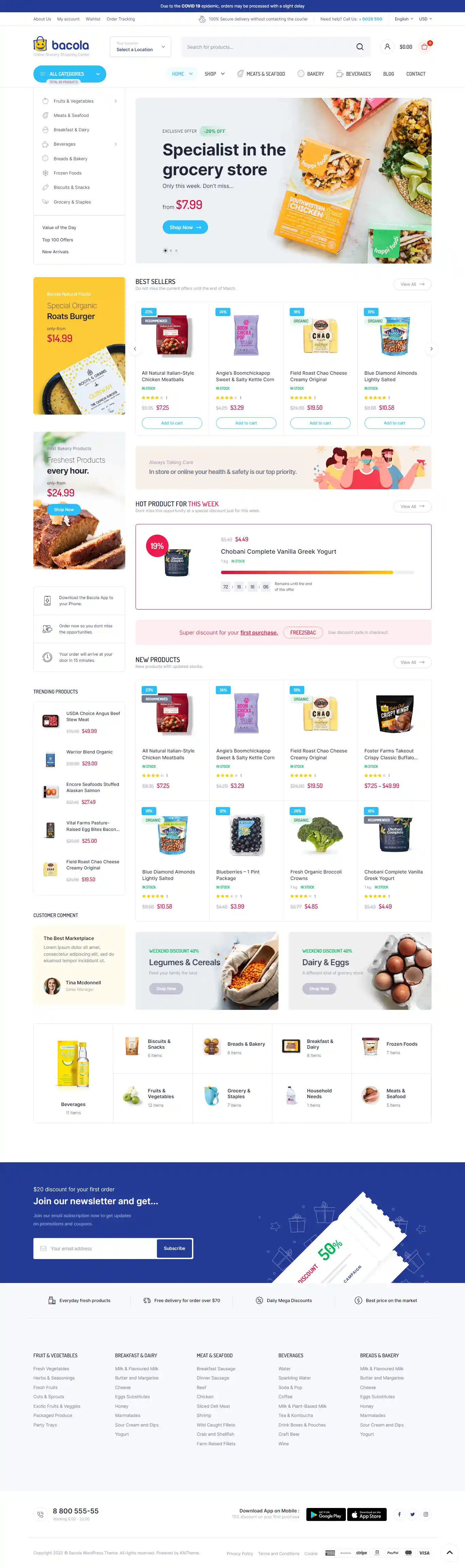 Bacola: Mẫu Website Siêu Thị Mini & Thực Phẩm Chuẩn SEO