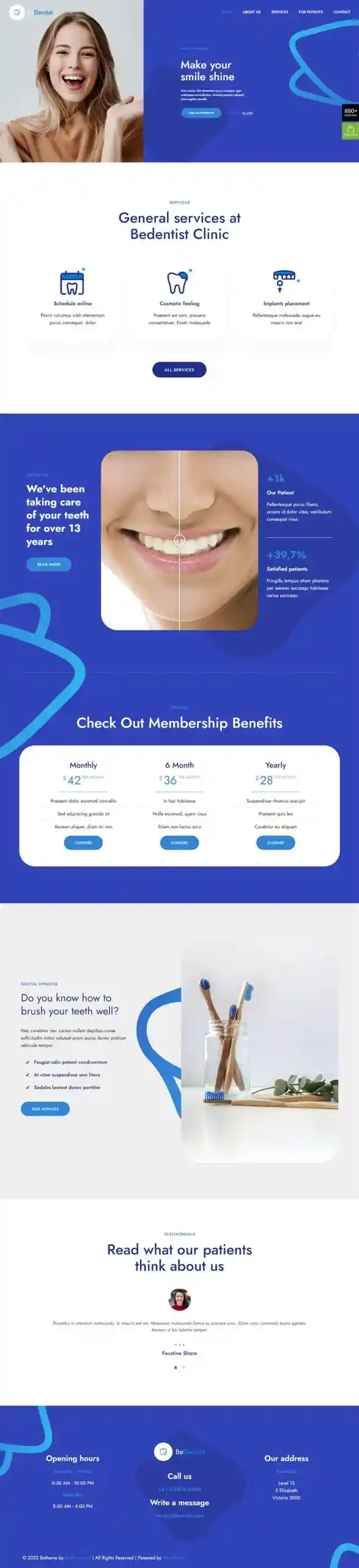 Bedentist - Giao Diện Web Phòng Khám Nha Khoa Đẹp Chuẩn SEO