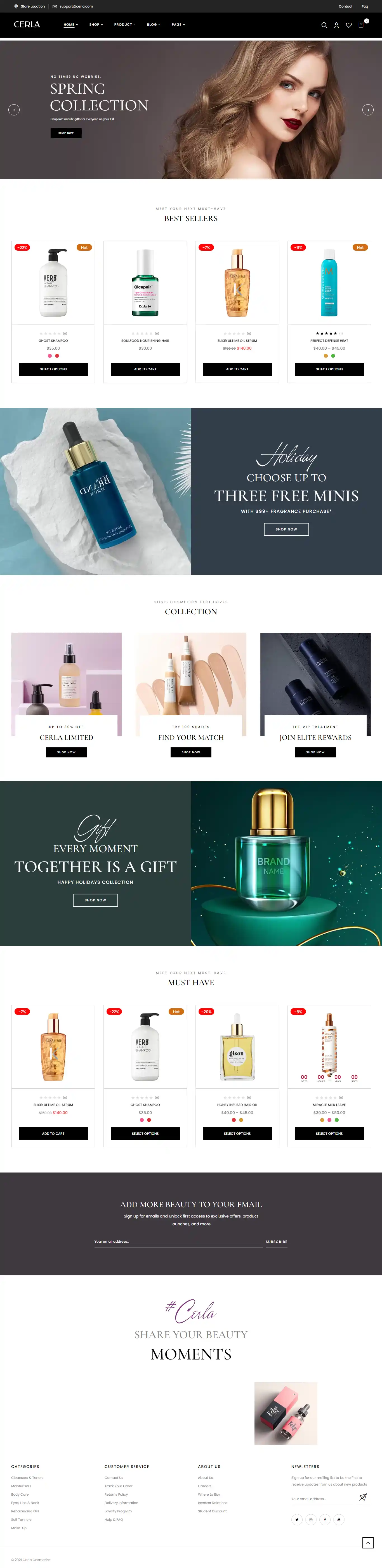 Cerla Unique – Giao Diện Web Mỹ Phẩm Thiên Nhiên