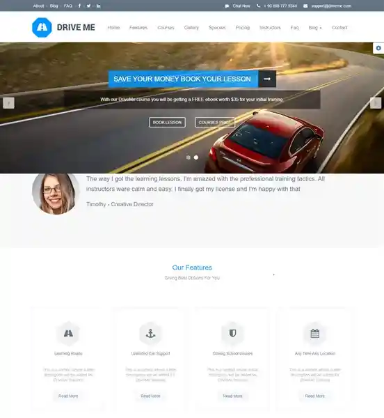 Driveme - Giao Diện Web Học Lái Xe Ô Tô & Xe Tải Đẹp