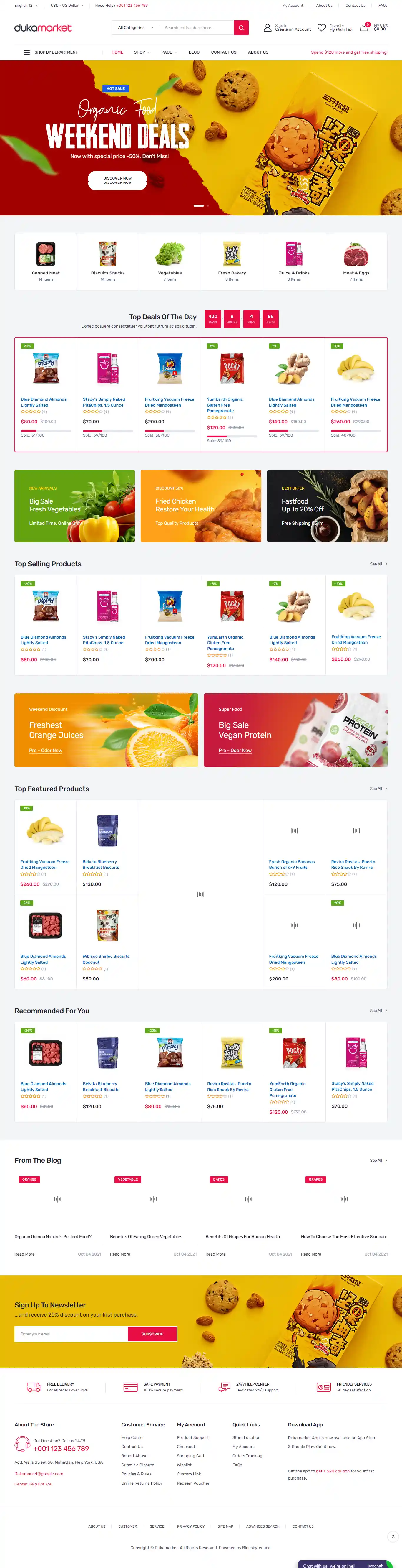 Dukamarket – Giao diện website siêu thị mini