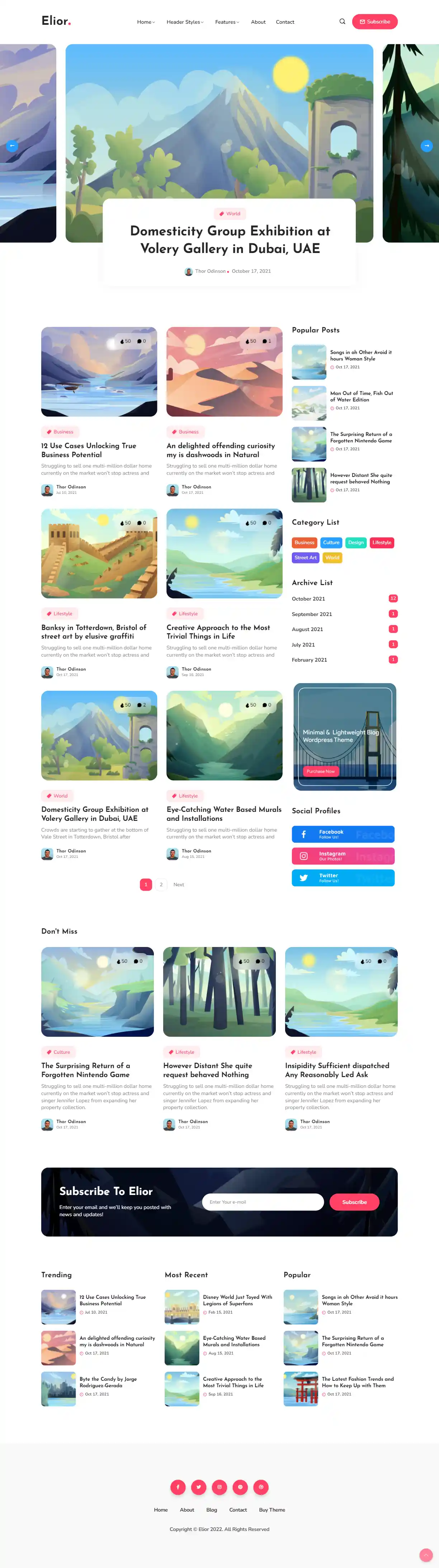 Elior – Giao diện website blog và tin tức hiện đại