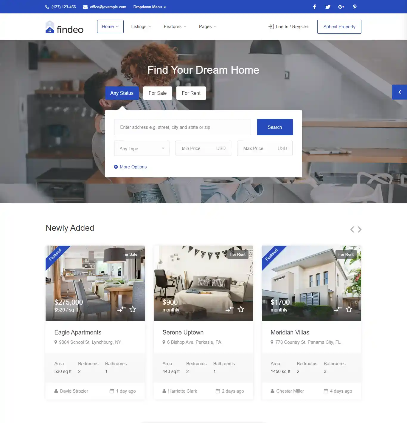 Findeo – Giao diện website bất động sản hiện đại hình đại diện
