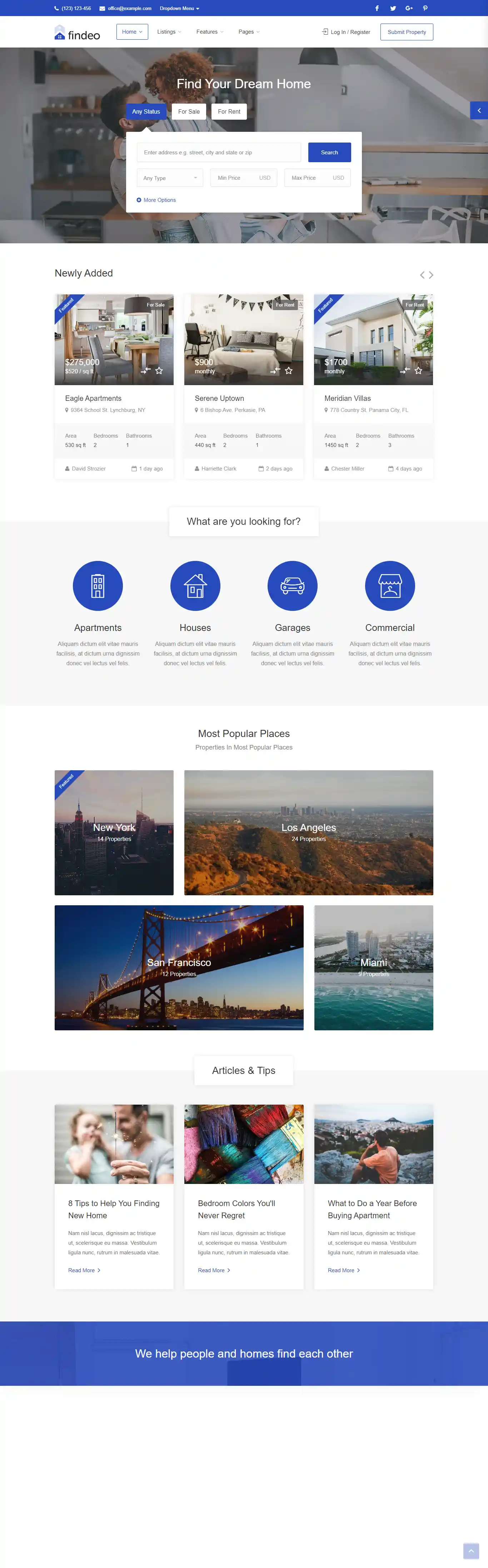 Findeo – Giao diện website bất động sản hiện đại