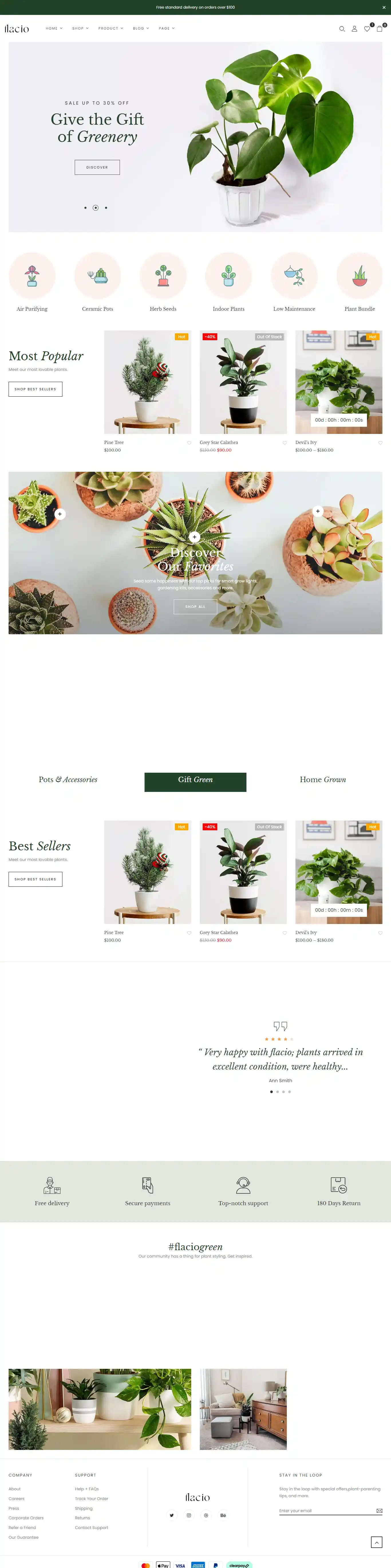 Flacio Flat – Giao diện website cây cảnh đẹp