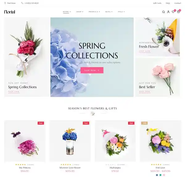 Florial Metro: Mẫu Website Shop Hoa Tươi & Hoa Cưới