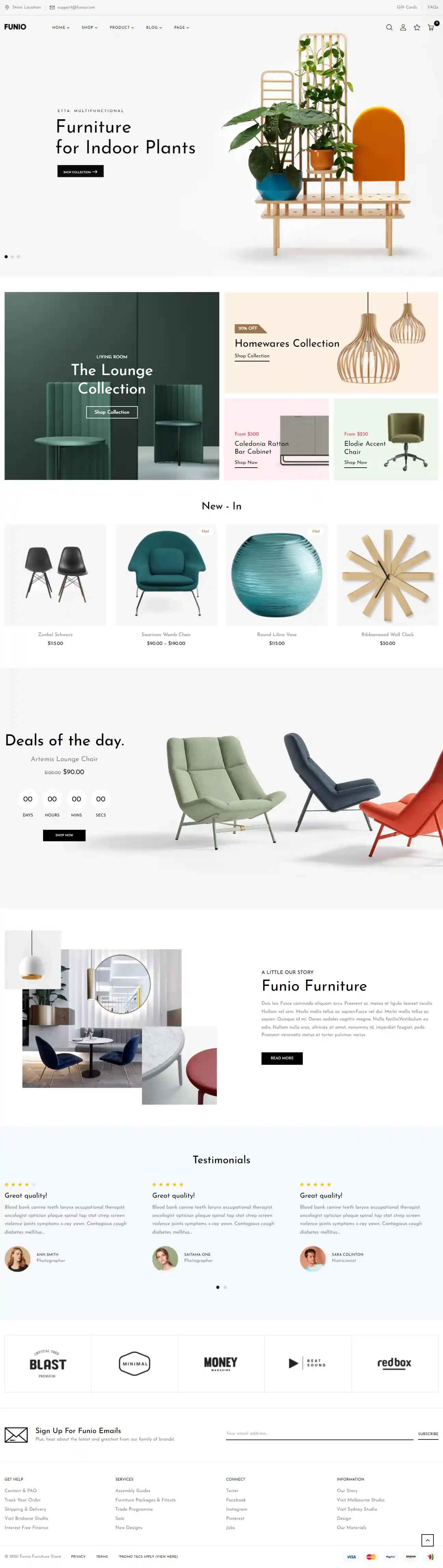 Funio – Giao diện website nội thất cao cấp