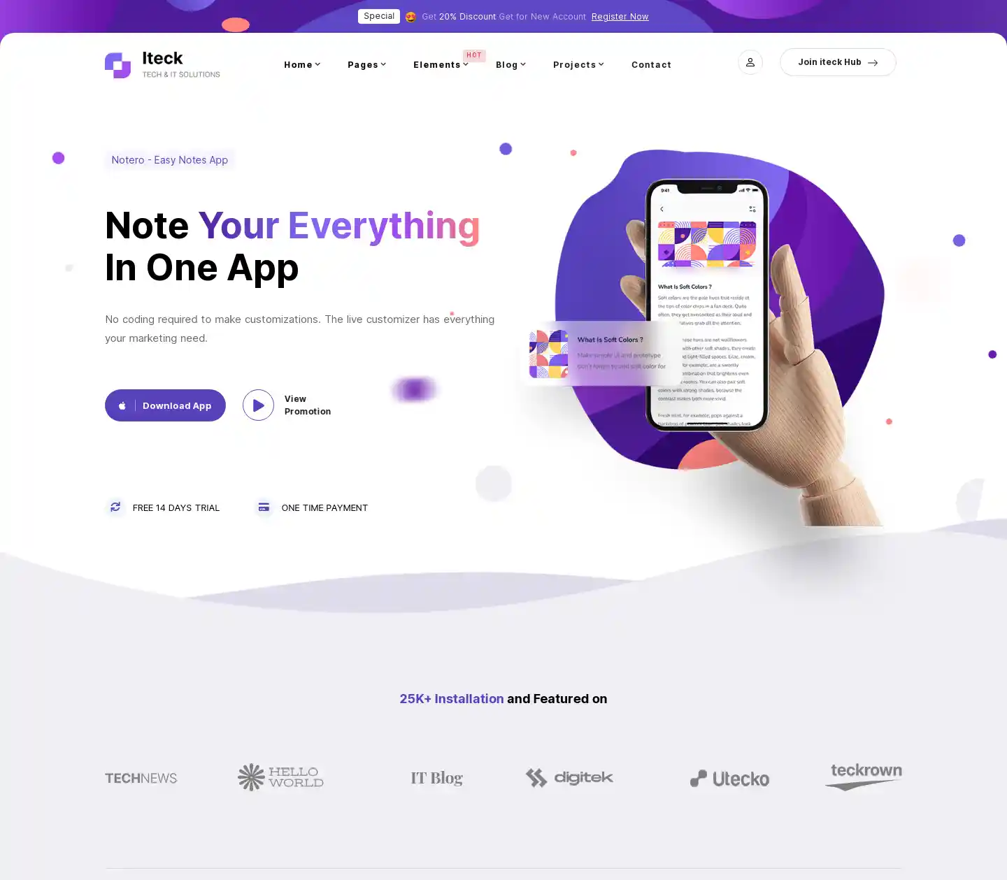 Giao diện Iteck chuẩn SEO cho Landing Page công nghệ hình đại diện