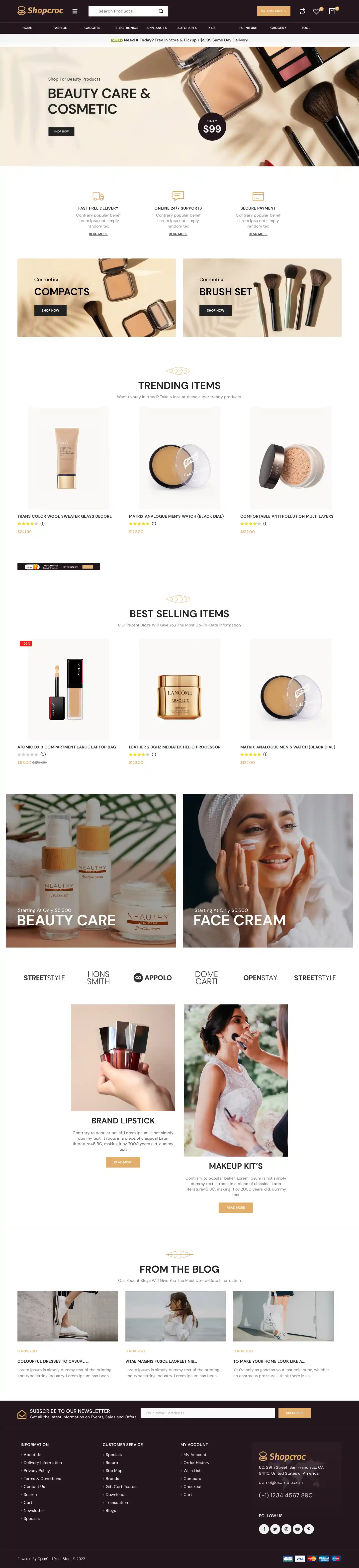 Giao diện Shopcroc chuẩn SEO cho cửa hàng mỹ phẩm