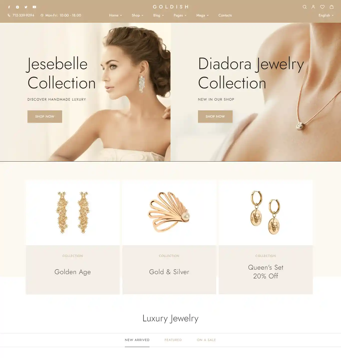 Goldish – Giao diện website trang sức cao cấp sang trọng