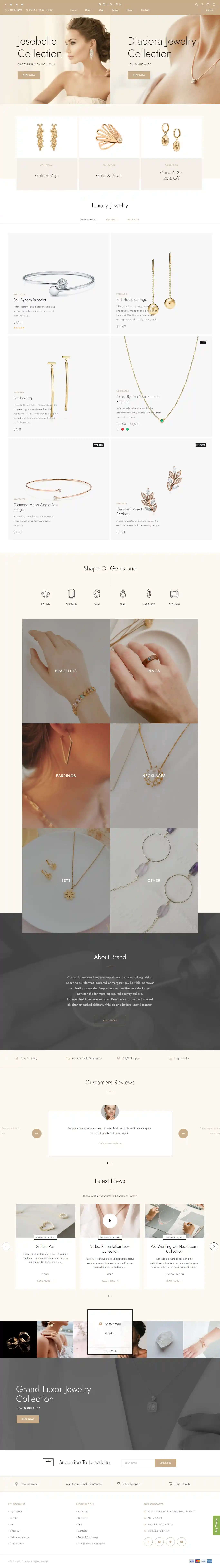 Goldish – Giao diện website trang sức cao cấp sang trọng