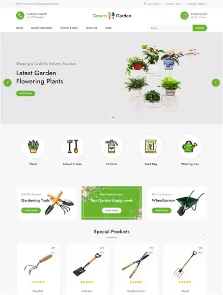 Green Garden: Mẫu Website Bán Dụng Cụ Làm Vườn Chuyên Nghiệp hình đại diện