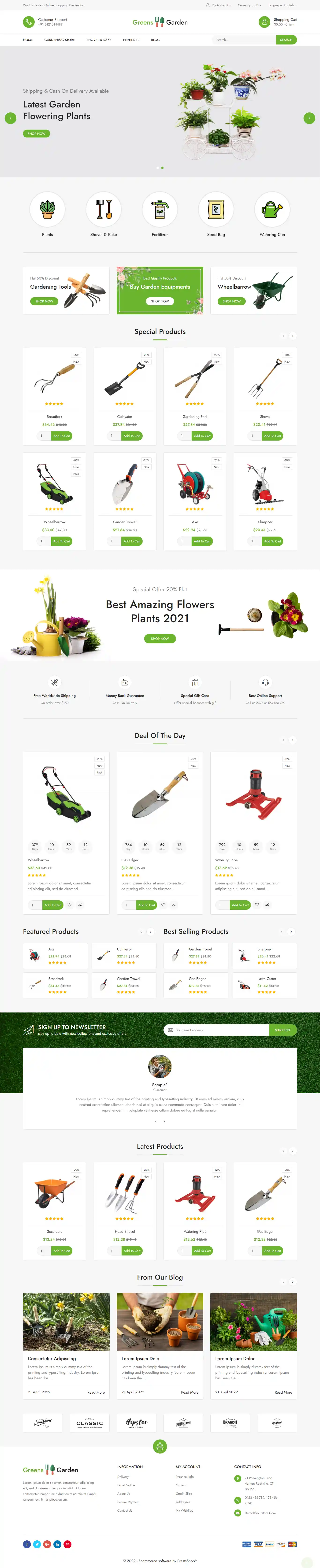 Green Garden: Mẫu Website Bán Dụng Cụ Làm Vườn Chuyên Nghiệp