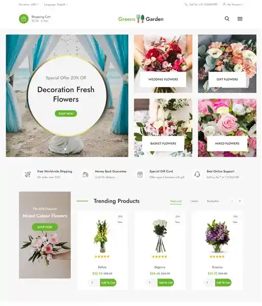 Green Garden - Giao Diện Web Shop Hoa Tươi Đẹp Chuẩn SEO hình đại diện