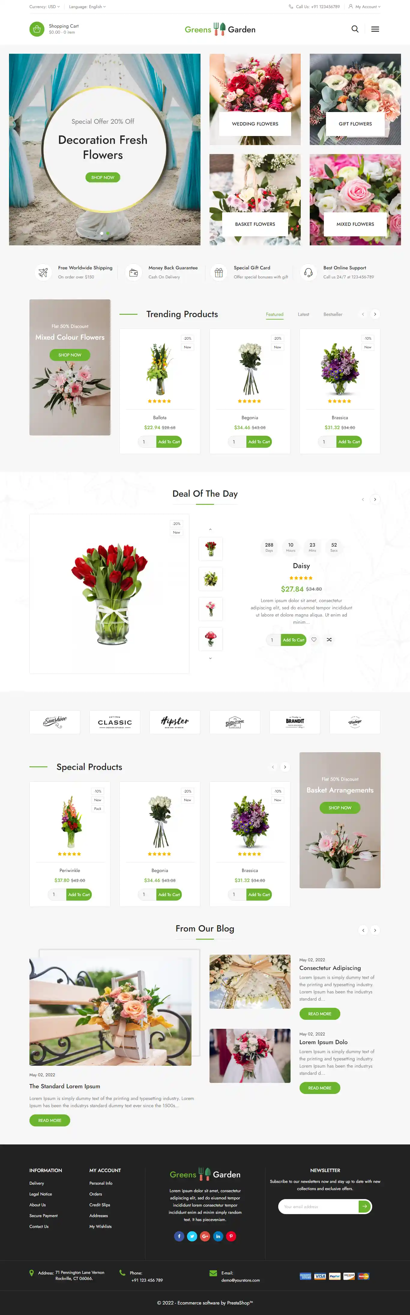 Green Garden - Giao Diện Web Shop Hoa Tươi Đẹp Chuẩn SEO