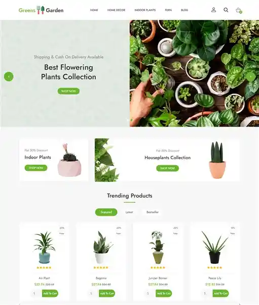 Green Plants - Giao Diện Web Cây Cảnh Văn Phòng Chuẩn SEO hình đại diện