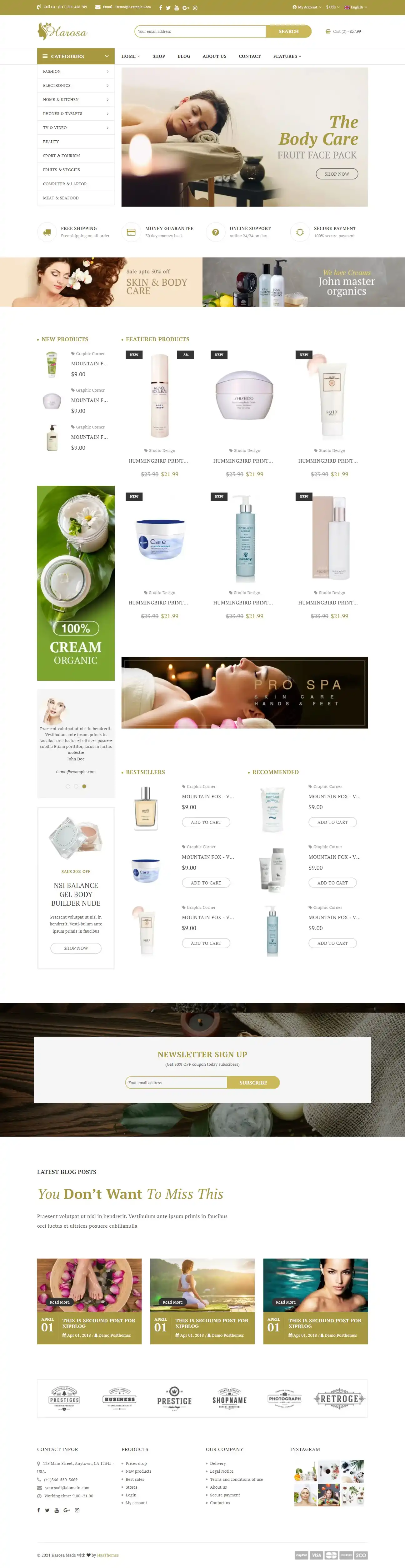 Harosa - Giao Diện Web Bán Mỹ Phẩm SEO chuẩn & Dễ Dùng