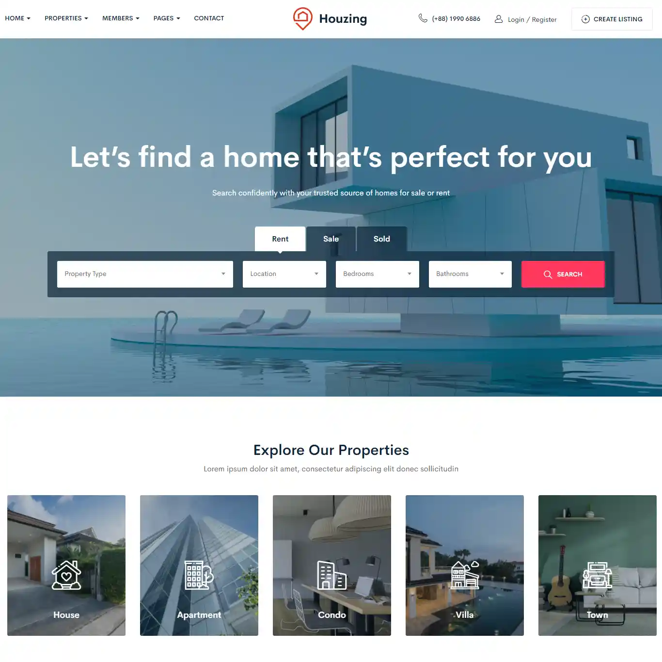 Houzing – Giao diện website bất động sản hiện đại hình đại diện