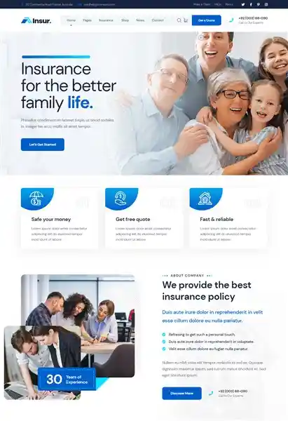 Insur: Mẫu Website Dịch Vụ Bảo Hiểm Chuyên