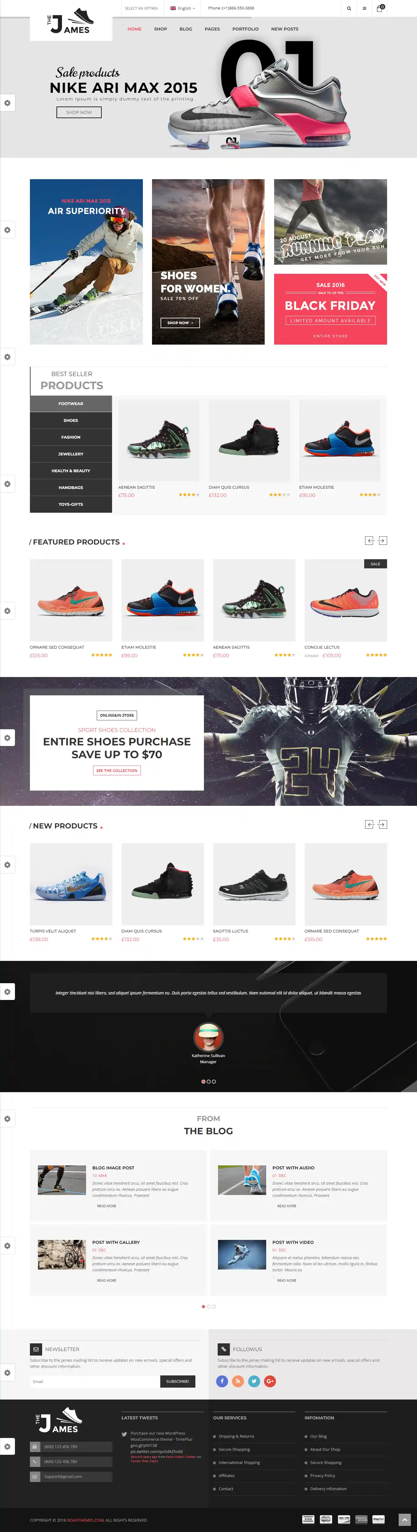 James: Mẫu Website Bán Giày Thể Thao Đẹp & Chuẩn SEO