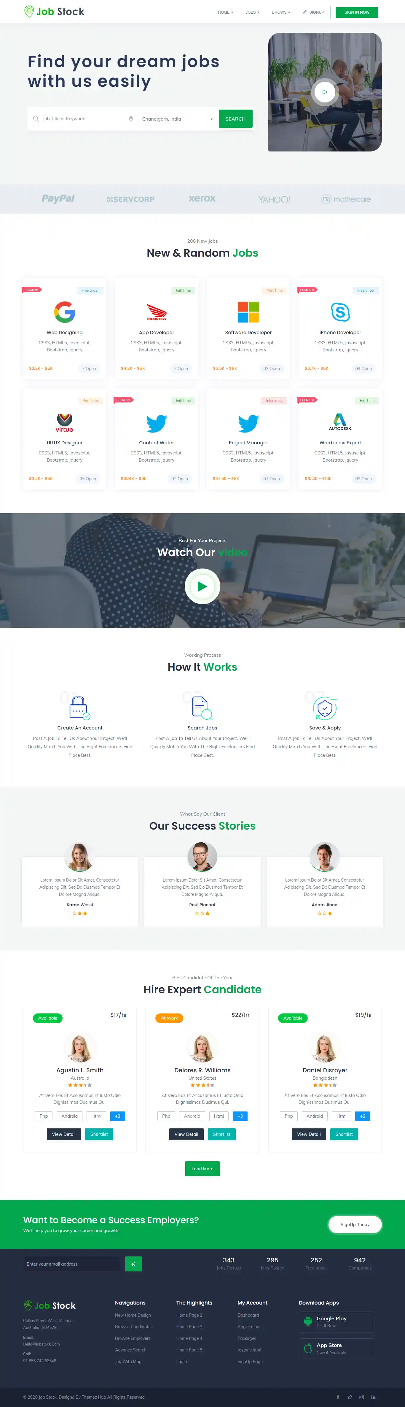 Job Stock - Giao Diện Web Dịch Vụ Việc Làm Đẹp