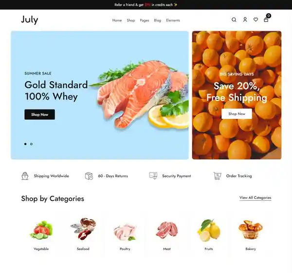 July - Giao Diện Web Cửa Hàng Thực Phẩm Đẹp Chuẩn SEO hình đại diện
