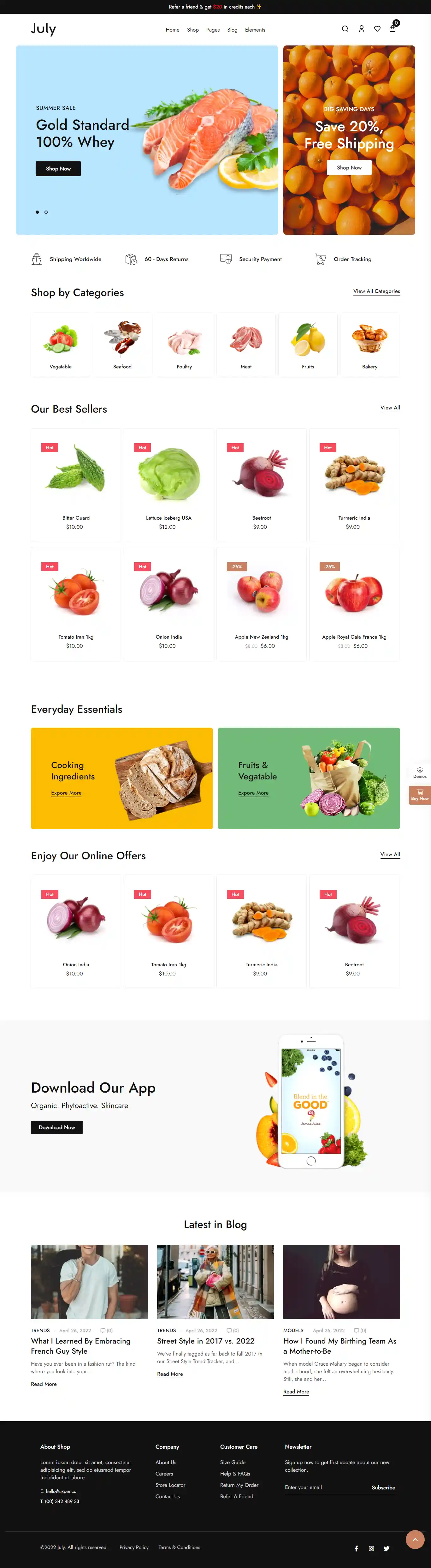 July - Giao Diện Web Cửa Hàng Thực Phẩm Đẹp Chuẩn SEO