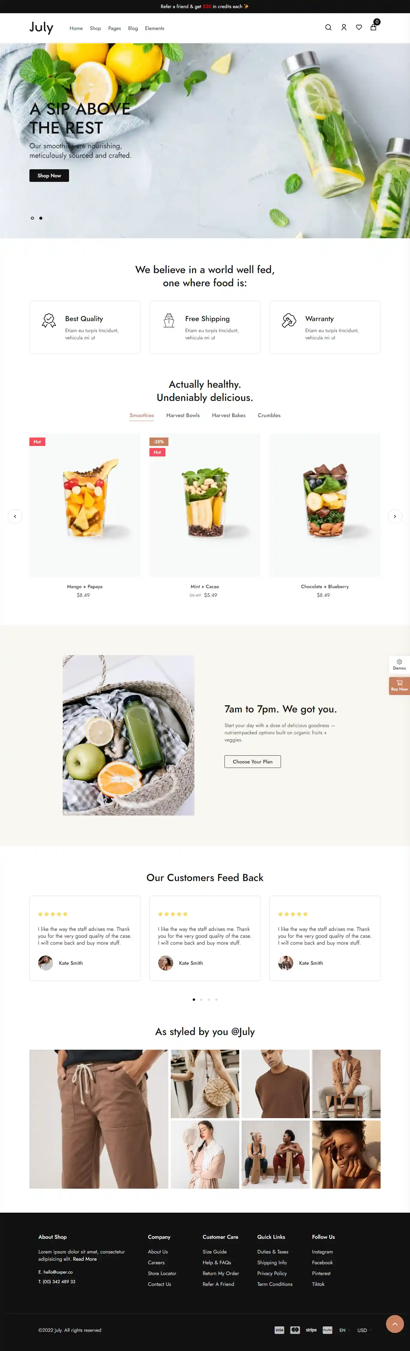 July: Mẫu Website Cửa Hàng Trái Cây & Rau Xanh Chuẩn SEO