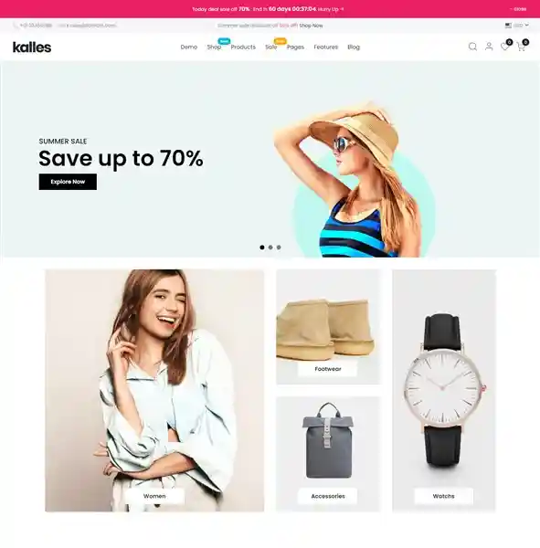 Kalles giao diện web shop thời trang