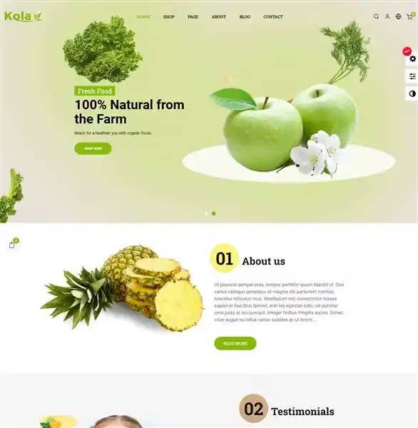 Kola – Giao Diện Web Nông Sản Sạch SEO Rank Math