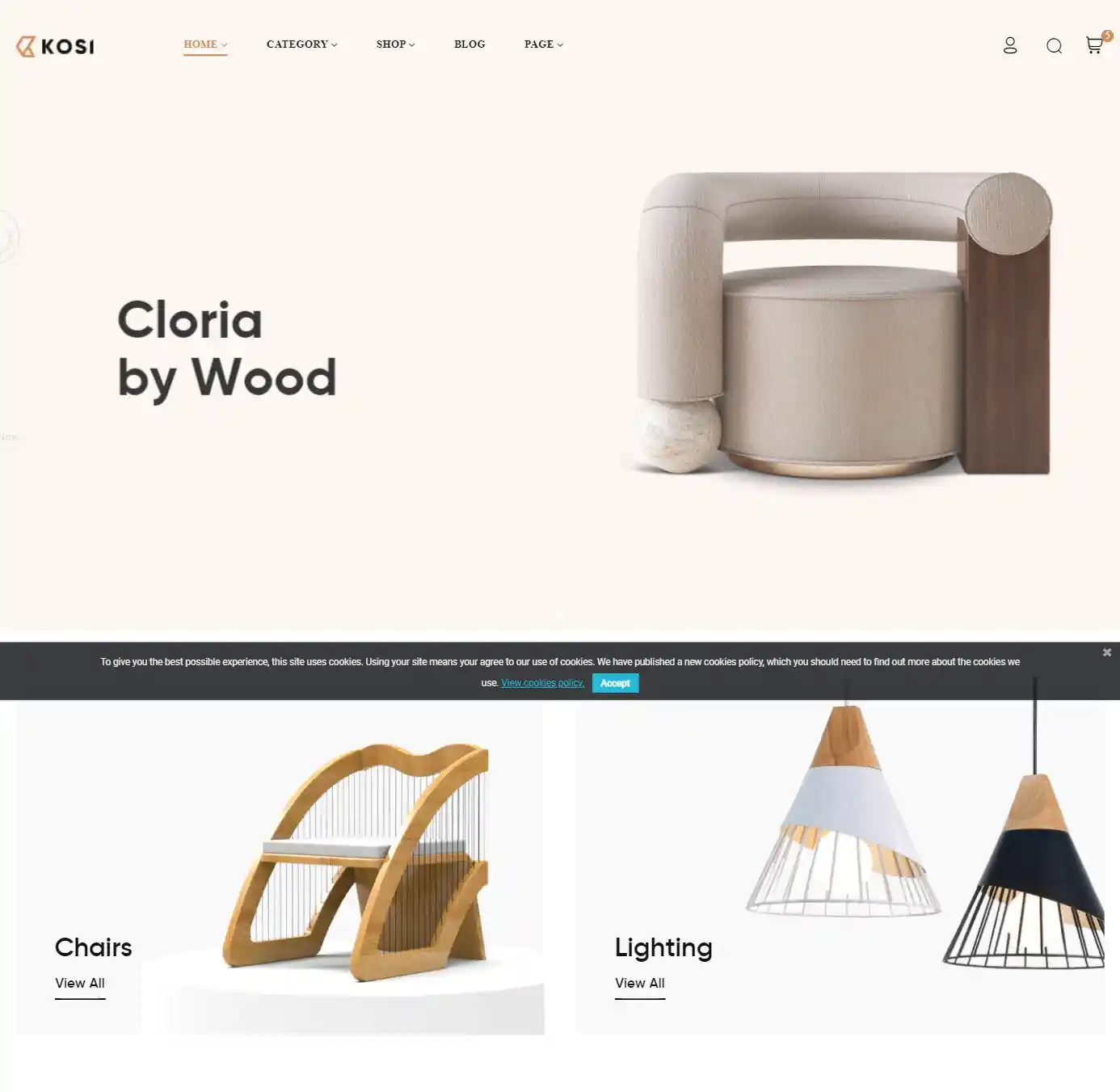 Kosi – Giao diện website nội thất tối giản sang trọng hình đại diện