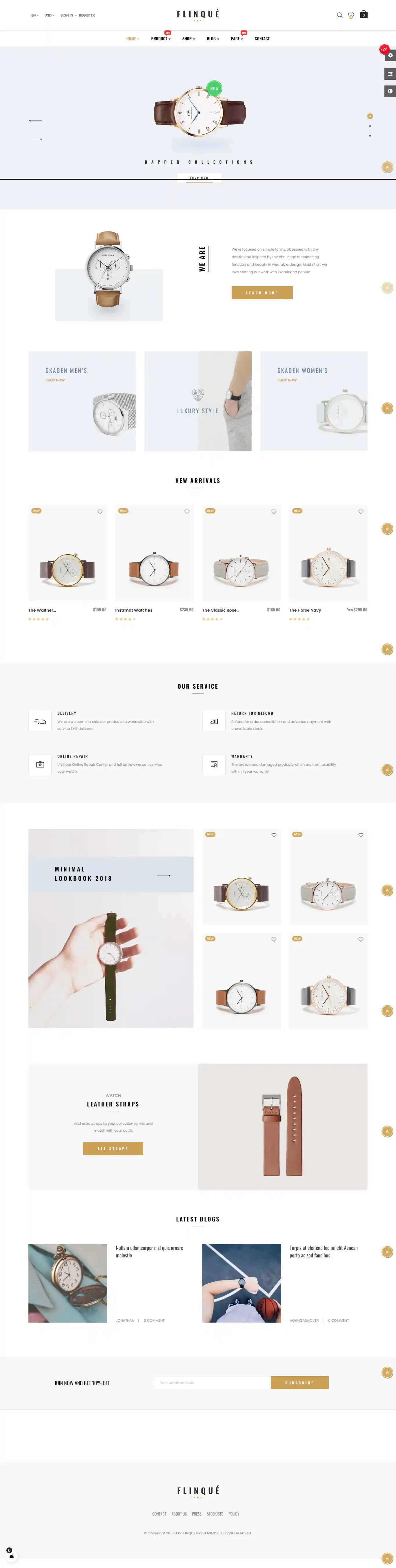 Leo Flinque – Giao Diện Website Đồng Hồ Thời Trang