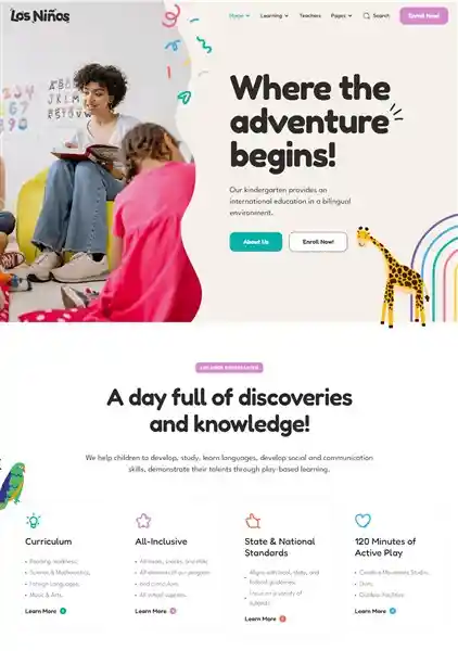 Los Ninos - Giao Diện Web Dạy Học Cho Trẻ Em Chuẩn SEO hình nền