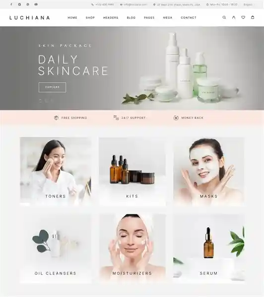 Luchiana – Giao Diện Web Mỹ Phẩm Dưỡng Da Thiên Nhiên