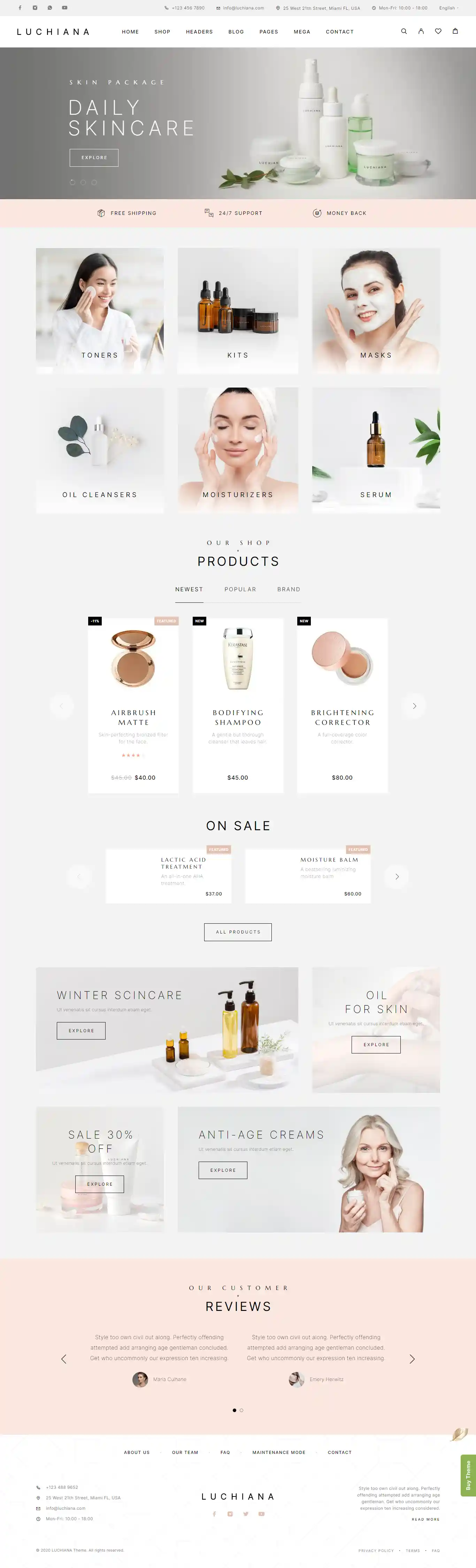 Luchiana – Giao Diện Web Mỹ Phẩm Dưỡng Da Thiên Nhiên