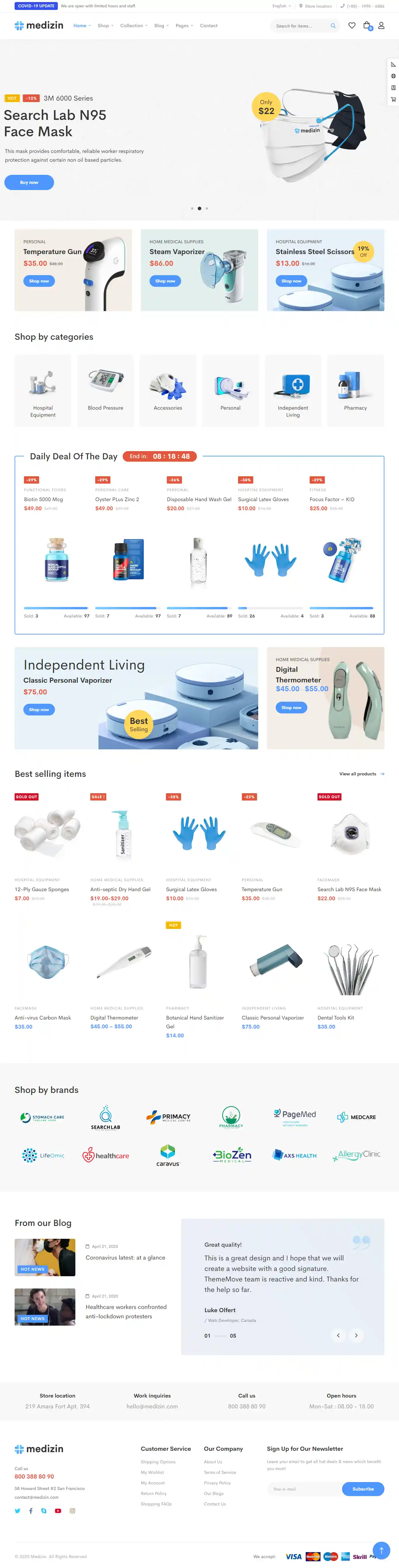 Medizin – Giao diện website thiết bị y tế