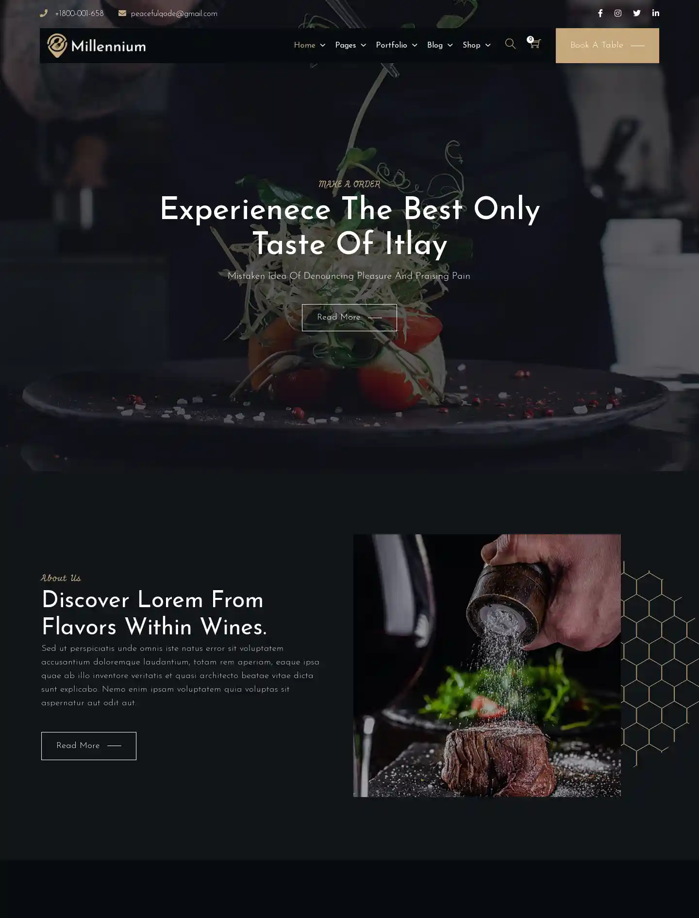 Milennium – Giao diện website nhà hàng hiện đại hình đại diện
