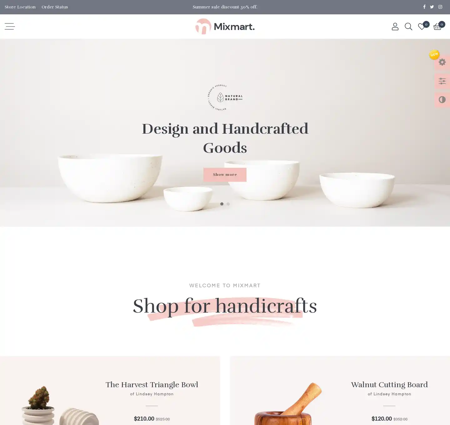 Mixmart - Giao Diện Web Bán Đồ Handmade chuẩn SEO google hình nền