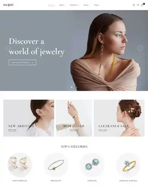 Mojuri - Giao Diện Web Bộ Sưu Tập Nữ Trang Chuẩn SEO hình nền