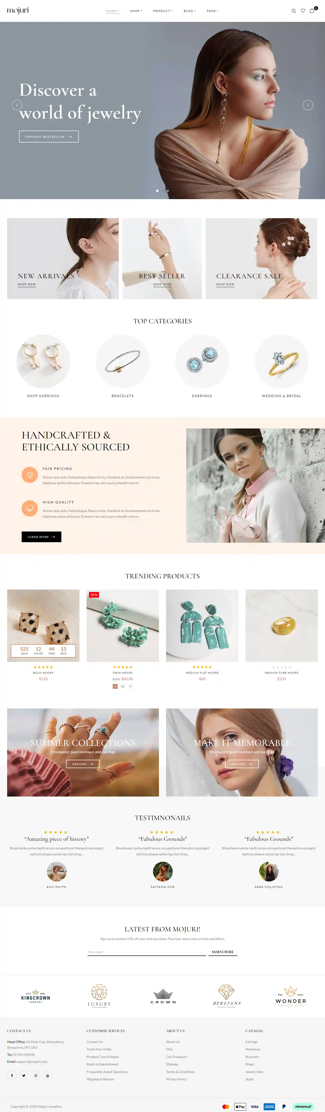 Mojuri - Giao Diện Web Bộ Sưu Tập Nữ Trang Chuẩn SEO