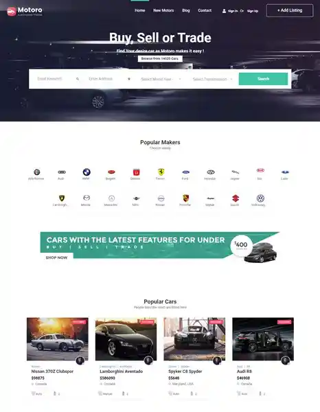 Motoro - Giao Diện Web Bán Xe Hơi Đẹp Chuẩn SEO