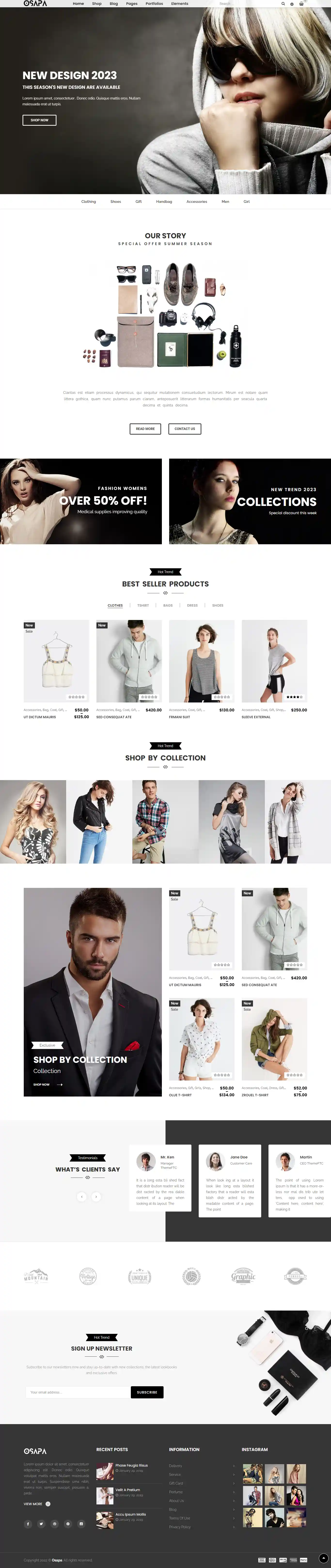 Osapa - Giao Diện Web Bán Quần Áo Nam Nữ Đẹp Chuẩn SEO