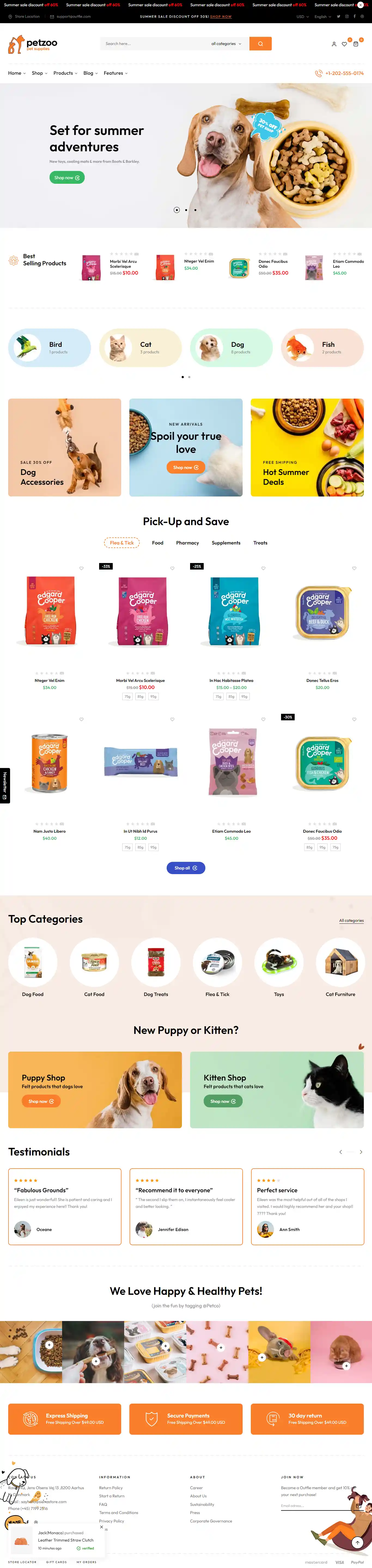 Outfie Petzoo - Giao Diện Web Shop Thú Cưng Đẹp Chuẩn SEO