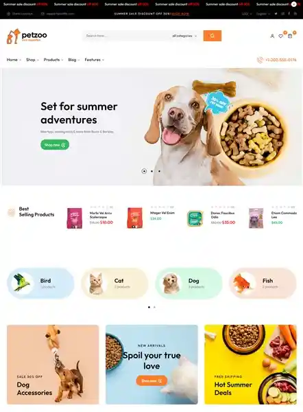 Outfie Petzoo - Giao Diện Web Shop Thú Cưng Đẹp