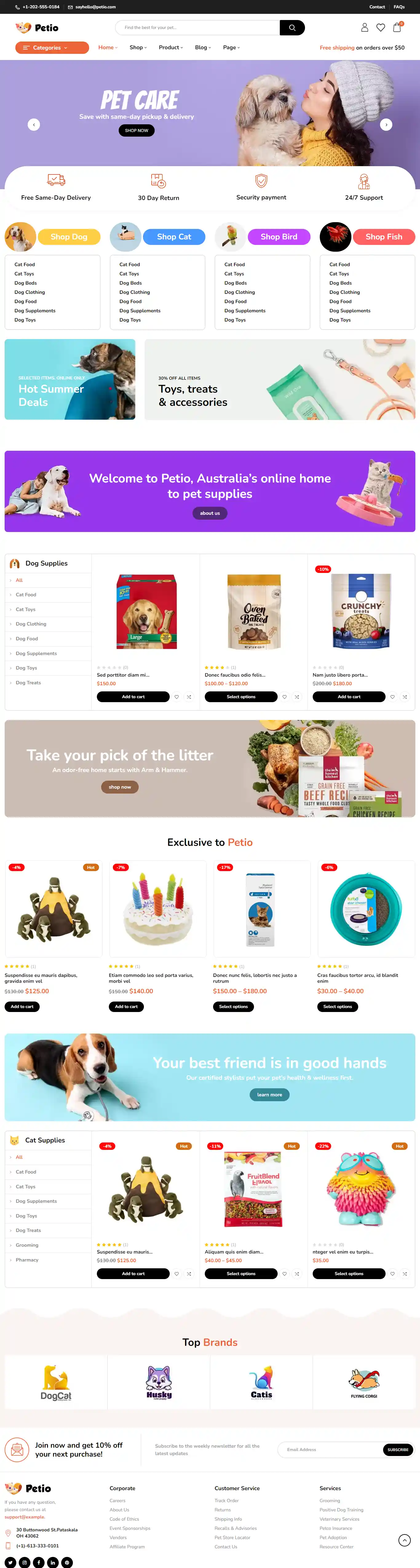 Petio: Mẫu Website Bán Đồ Dùng Thú Cưng Đẹp & Chuẩn SEO