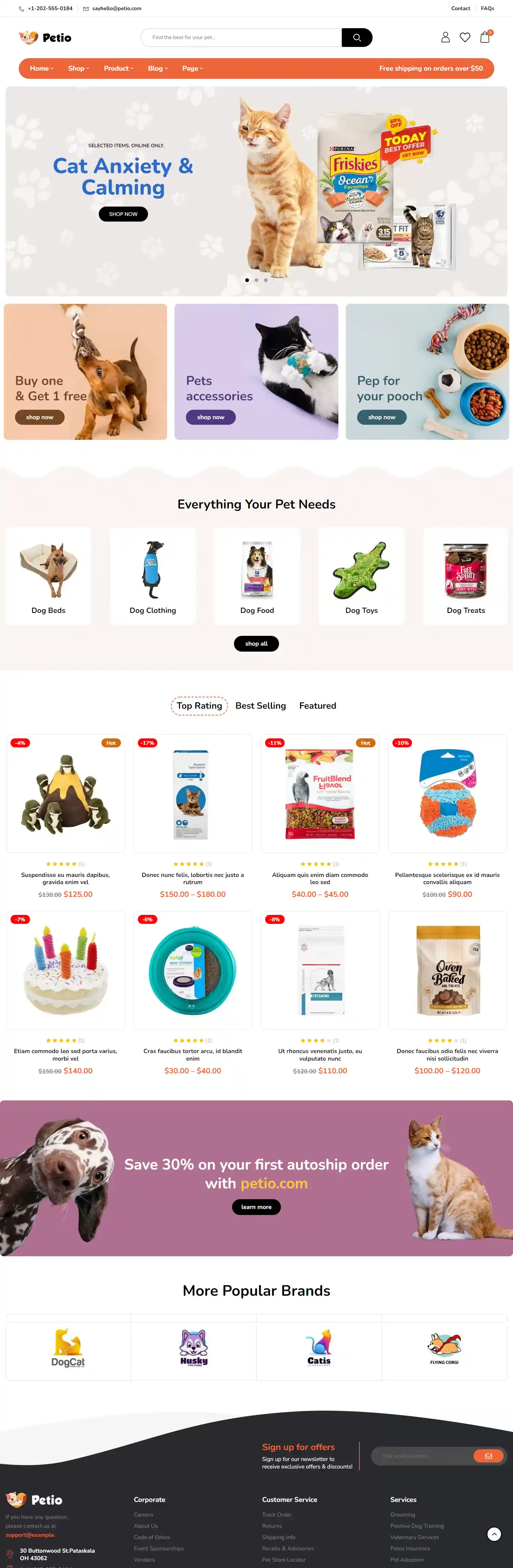 Petio: Mẫu Website Dịch Vụ Thú Cưng & Thú Y Chuyên Nghiệp